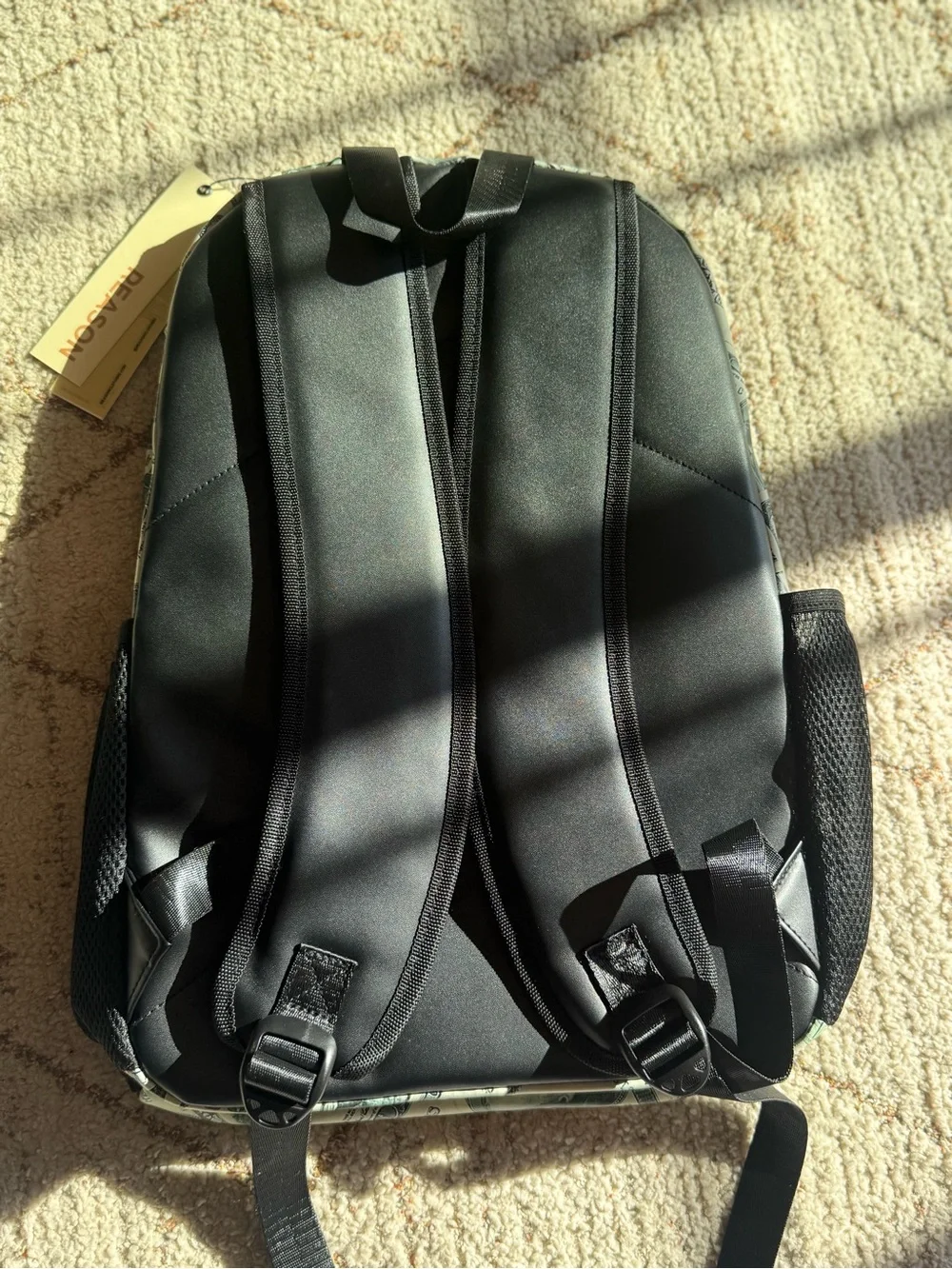 Reason Cash Only $100 Bill Money Print Backpack Black Red Green NWT